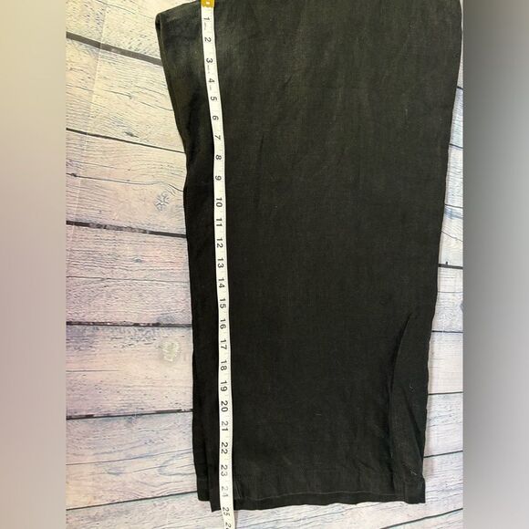 Eileen Fisher Black 100% Irish Linen Classic Casual Minimalist Crop Pants XL - Picture 8 of 10
